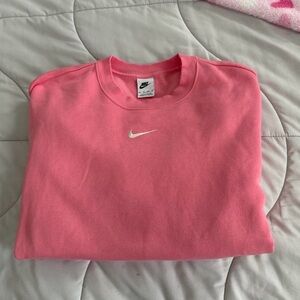 Nike Coral Pink Embroidered Swoosh Pullover Sweatshirt